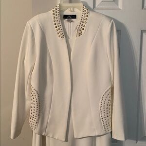 Midnight Velvet White Midi Dress with Jacket